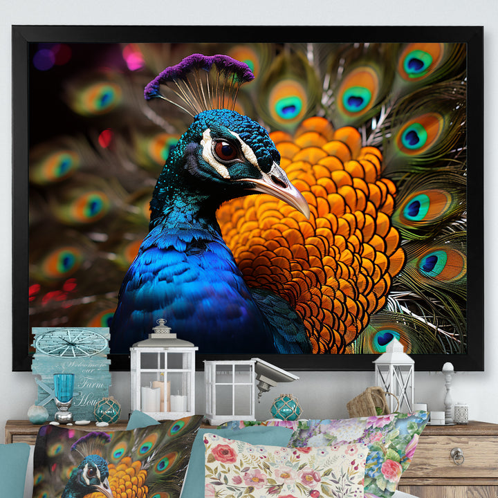 Majestic Colorful Peacocks Harmony - Blue Peacock Wall Art