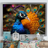 Majestic Colorful Peacocks Harmony - Blue Peacock Wall Art