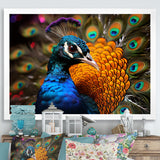 Majestic Colorful Peacocks Harmony - Blue Peacock Wall Art