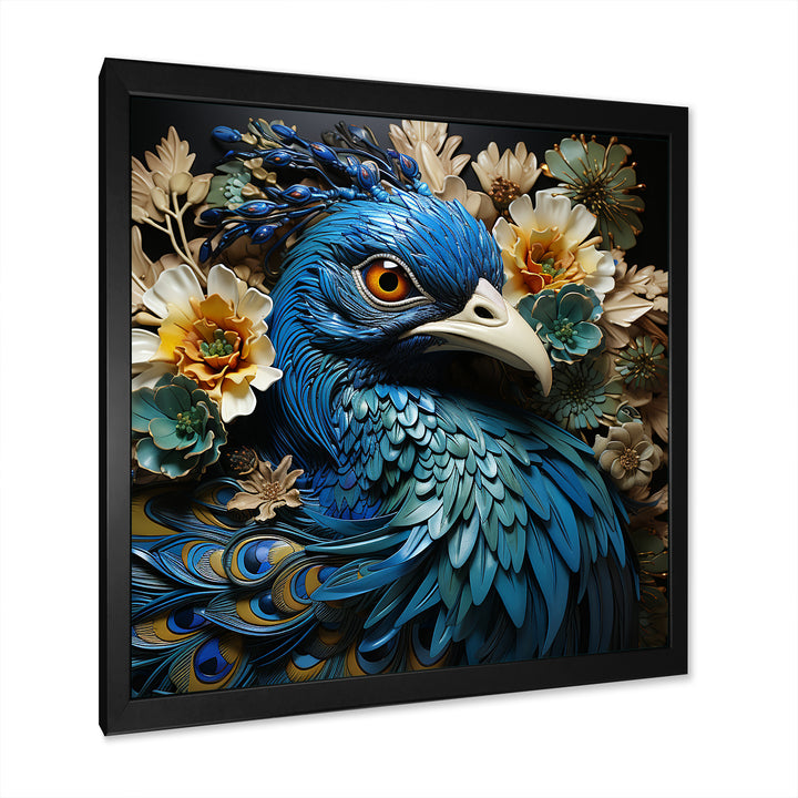 Majestic Flowerful Peacocks Harmony - Blue Peacock Wall Art