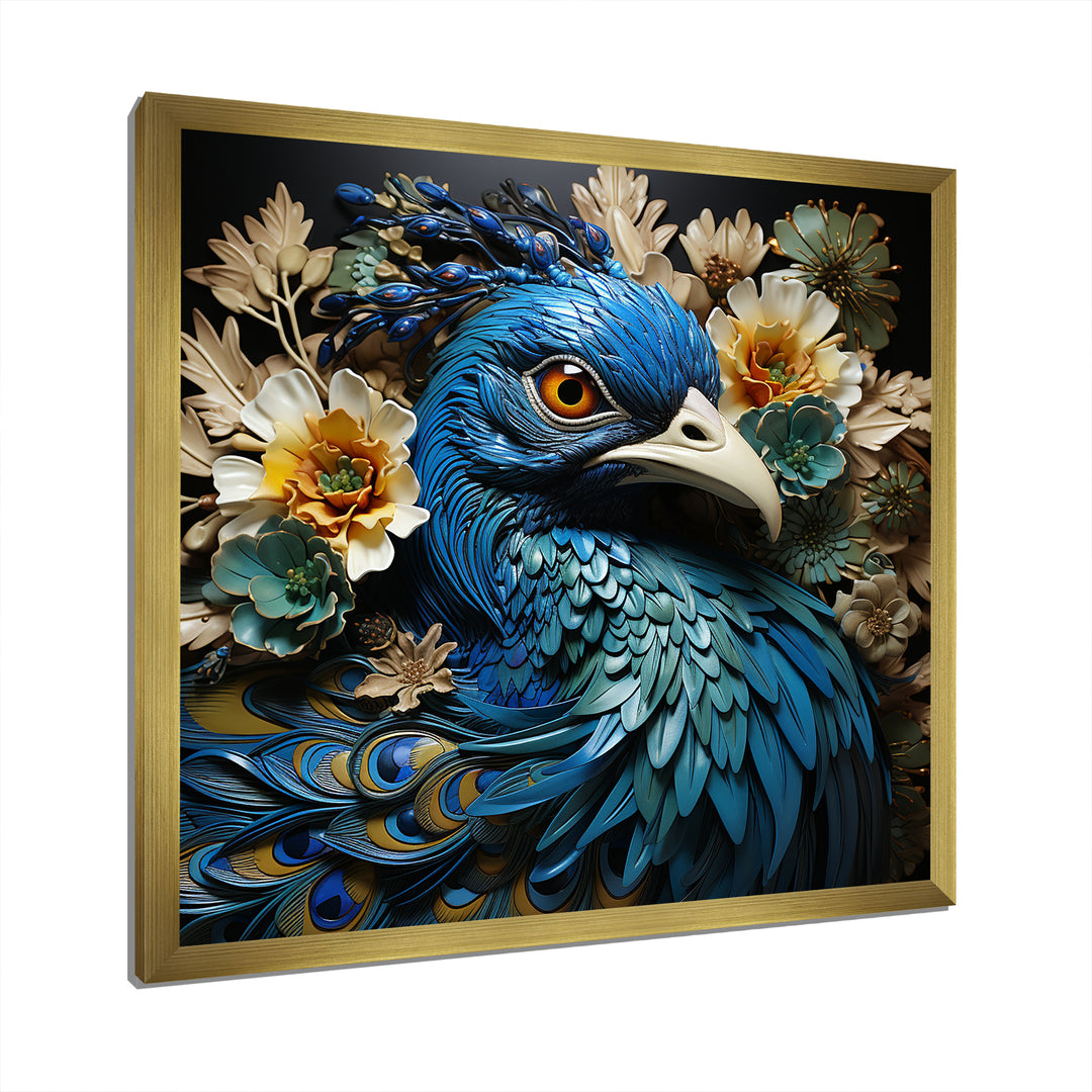 Majestic Flowerful Peacocks Harmony - Blue Peacock Wall Art