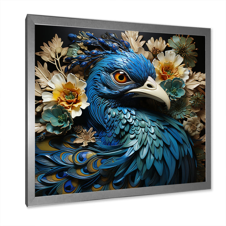 Majestic Flowerful Peacocks Harmony - Blue Peacock Wall Art