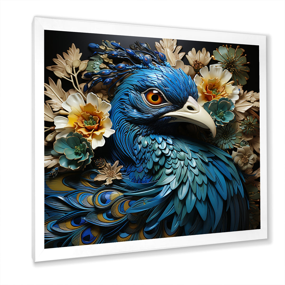Majestic Flowerful Peacocks Harmony - Blue Peacock Wall Art
