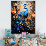 Majestic Blooming Plumage Peacock - Peacock Living Room Wall Art