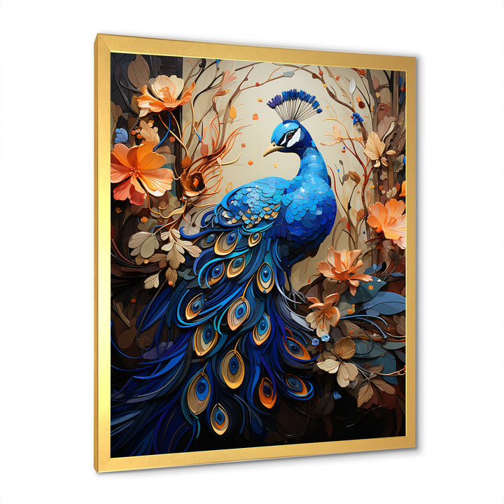 Majestic Blooming Plumage Peacock - Peacock Living Room Wall Art