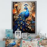 Majestic Blooming Plumage Peacock - Peacock Living Room Wall Art