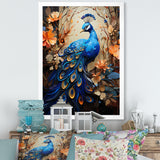 Majestic Blooming Plumage Peacock - Peacock Living Room Wall Art
