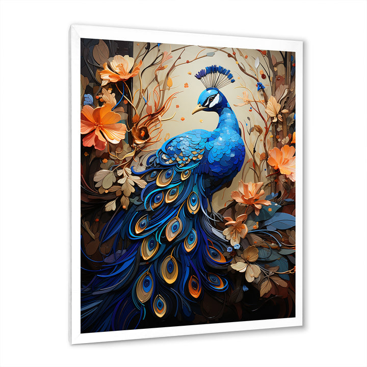 Majestic Blooming Plumage Peacock - Peacock Living Room Wall Art