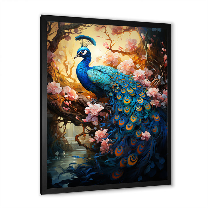 Fantasy Peacock In Enchanted Blooms - Peacock Canvas Wall Art