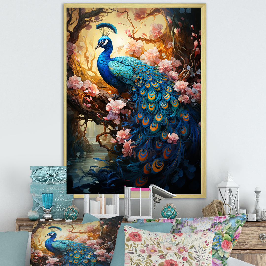 Fantasy Peacock In Enchanted Blooms - Peacock Canvas Wall Art