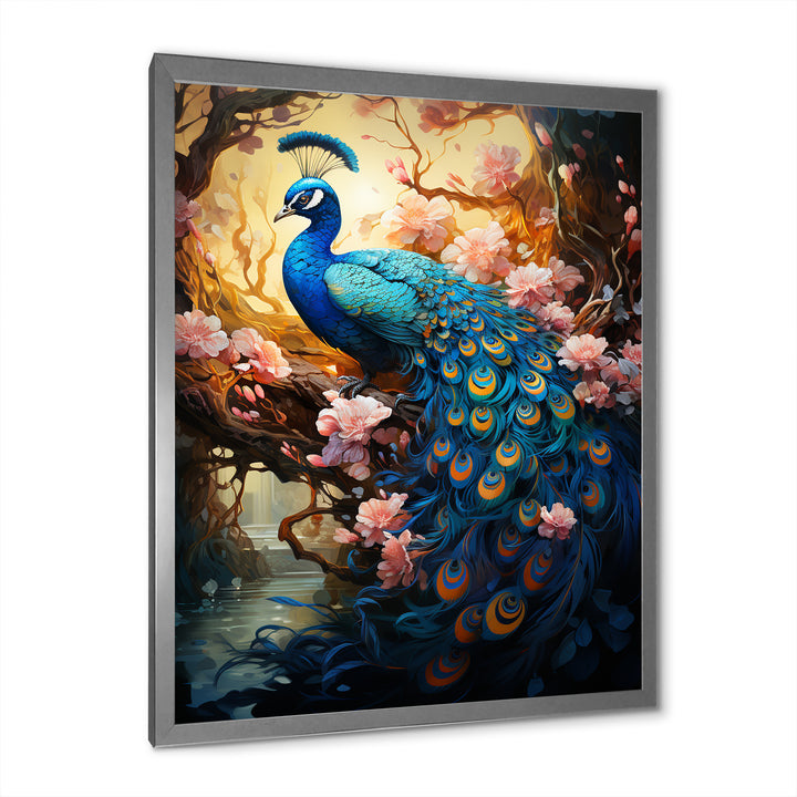 Fantasy Peacock In Enchanted Blooms - Peacock Canvas Wall Art