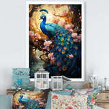Fantasy Peacock In Enchanted Blooms - Peacock Canvas Wall Art