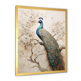 Vintage Fantasy Peacock In Enchanted Flowers II - Animals Canvas Wall Art