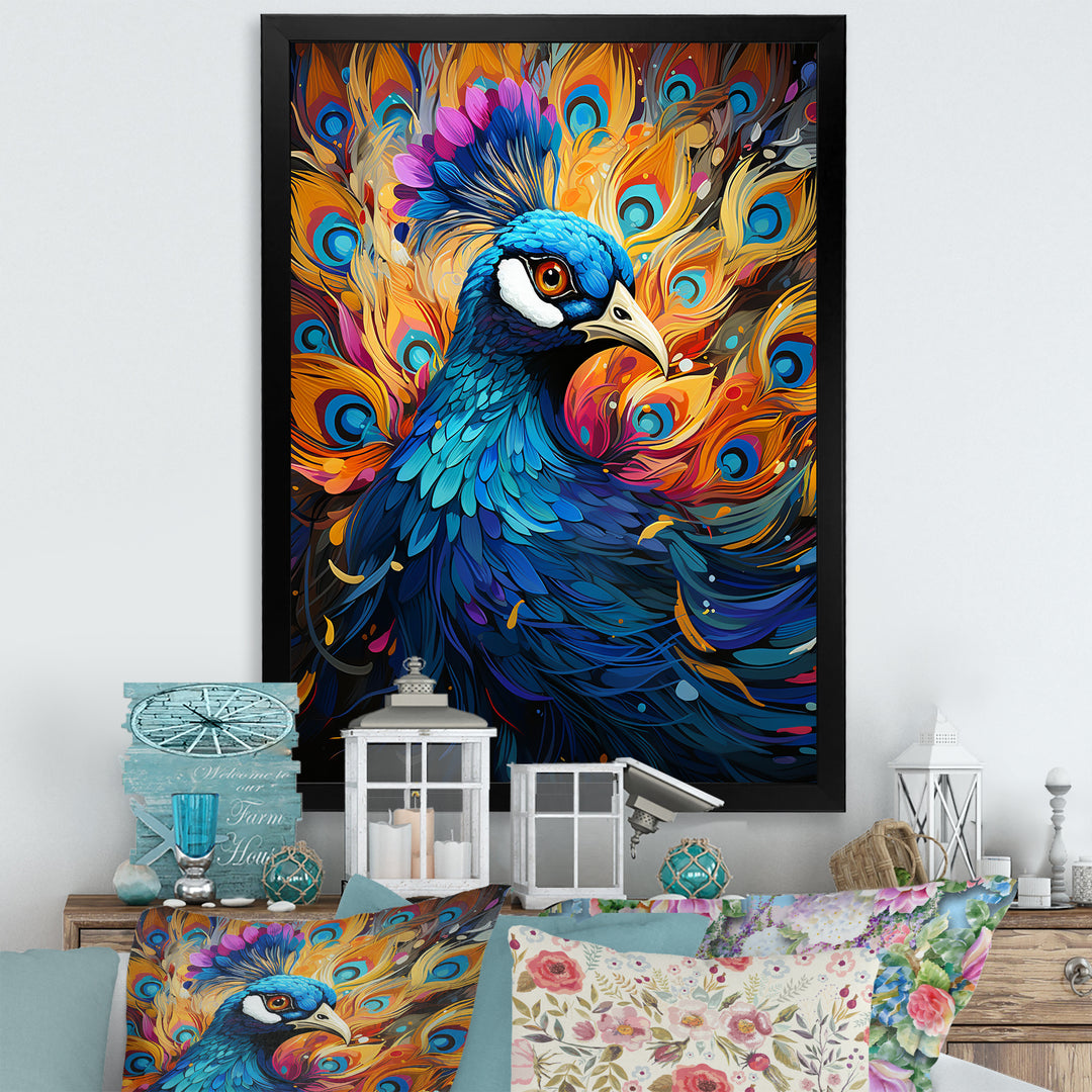 Peacocks Royal Plumage - Peacock Framed Canvas Art