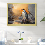Penguin Elegance In Snow - Penguin Framed Canvas Art