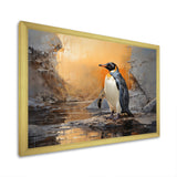 Penguin Elegance In Snow - Penguin Framed Canvas Art