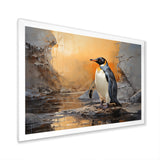 Penguin Elegance In Snow - Penguin Framed Canvas Art