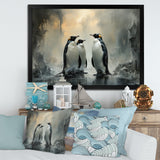 Penguin Family Elegance In Snow - Penguin Large Canvas Wall Art