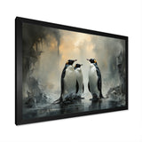 Penguin Family Elegance In Snow - Penguin Large Canvas Wall Art