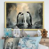 Penguin Family Elegance In Snow - Penguin Large Canvas Wall Art
