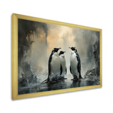 Penguin Family Elegance In Snow - Penguin Large Canvas Wall Art