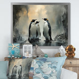 Penguin Family Elegance In Snow - Penguin Large Canvas Wall Art