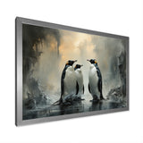 Penguin Family Elegance In Snow - Penguin Large Canvas Wall Art