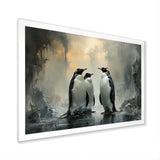 Penguin Family Elegance In Snow - Penguin Large Canvas Wall Art