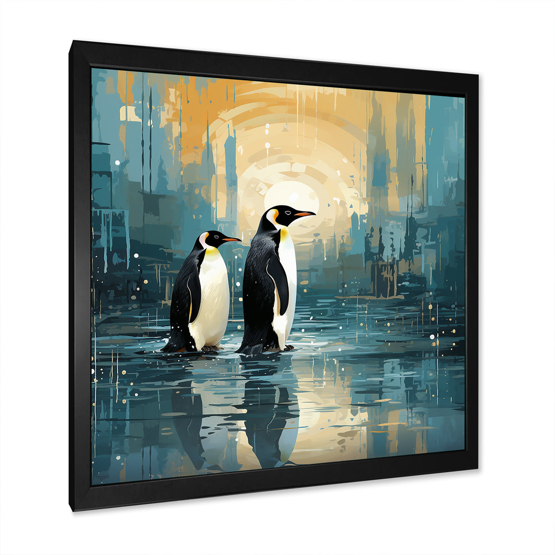 Penguin Couple Elegance In Snow - Penguin Bedroom Wall Art
