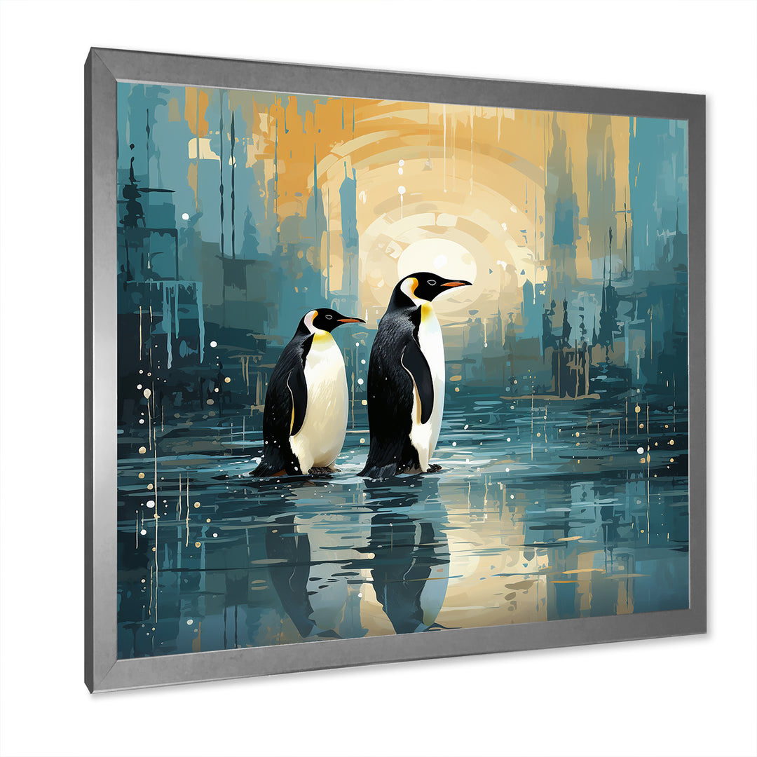 Penguin Couple Elegance In Snow - Penguin Bedroom Wall Art