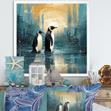 Penguin Couple Elegance In Snow - Penguin Bedroom Wall Art