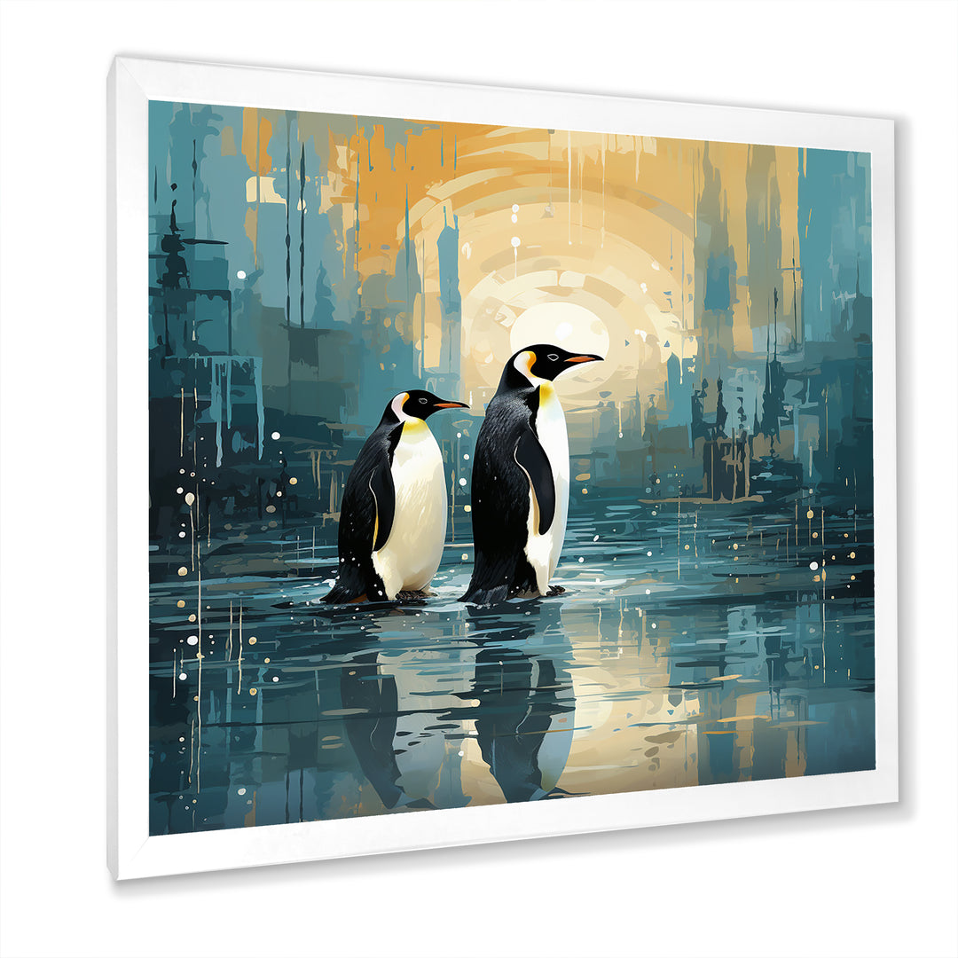 Penguin Couple Elegance In Snow - Penguin Bedroom Wall Art