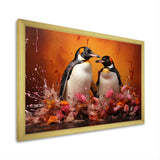 Flower Couple Penguin S World - Penguin Canvas Wall Art