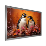 Flower Couple Penguin S World - Penguin Canvas Wall Art
