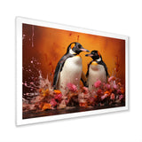 Flower Couple Penguin S World - Penguin Canvas Wall Art