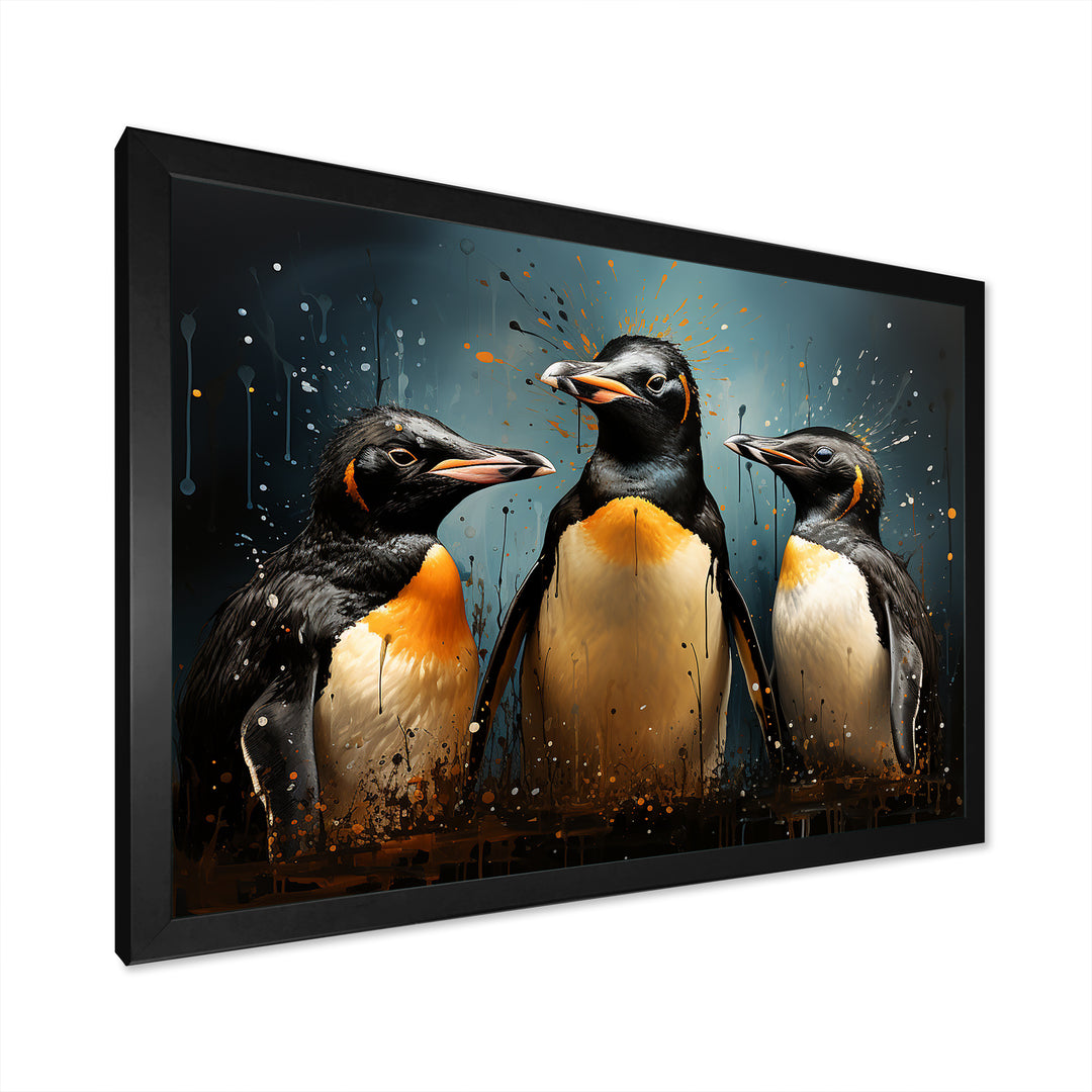 Chill And Chic Penguins - Penguin Canvas Wall Art