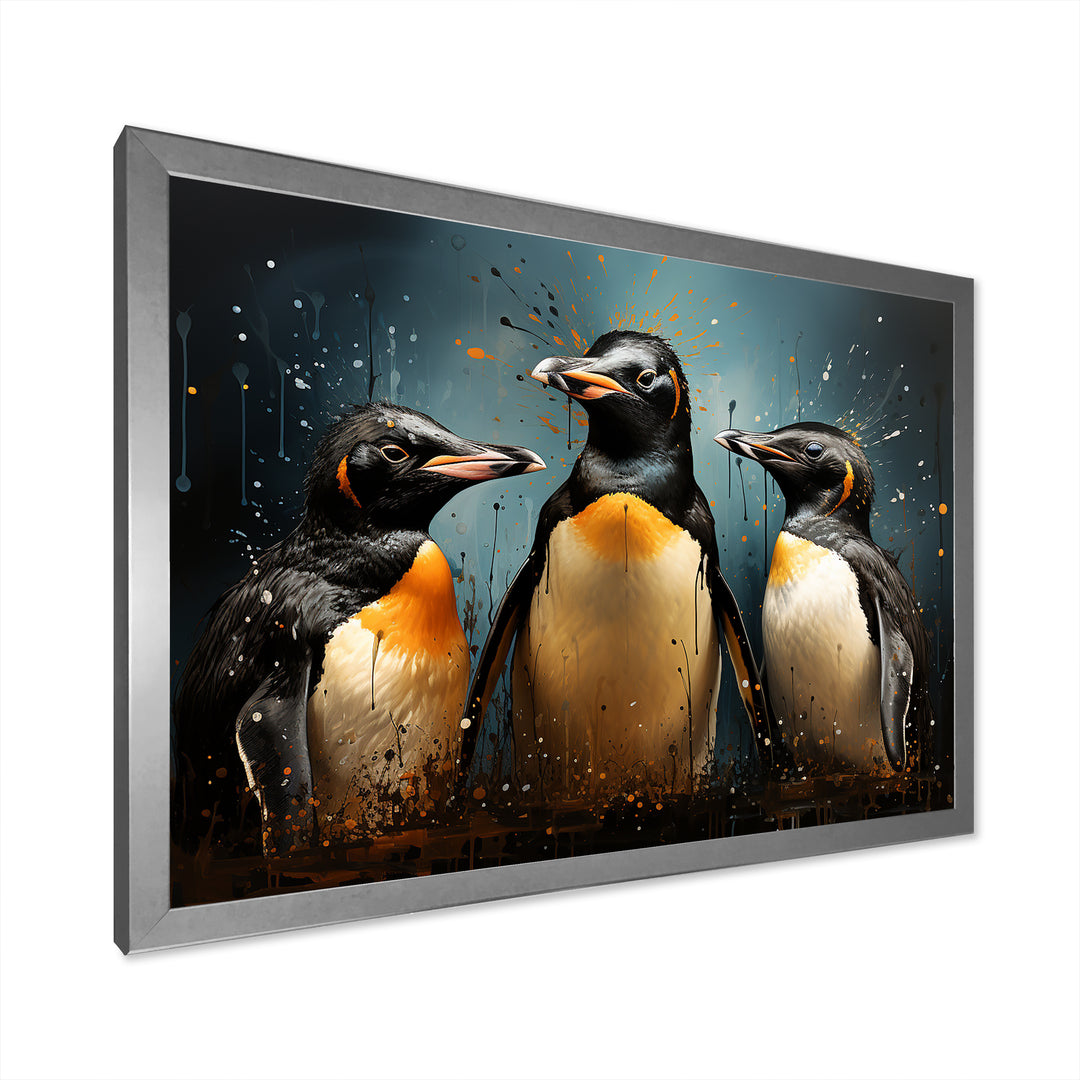 Chill And Chic Penguins - Penguin Canvas Wall Art