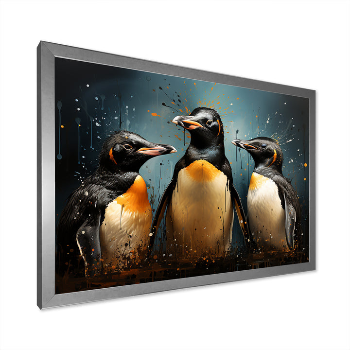 Chill And Chic Penguins - Penguin Canvas Wall Art