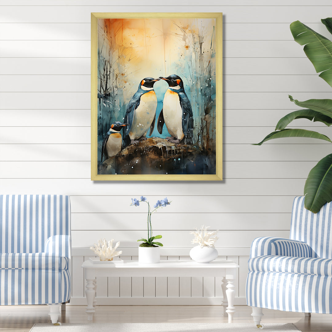 Snowy Penguin Family Wonders - Penguin Home Decor Art