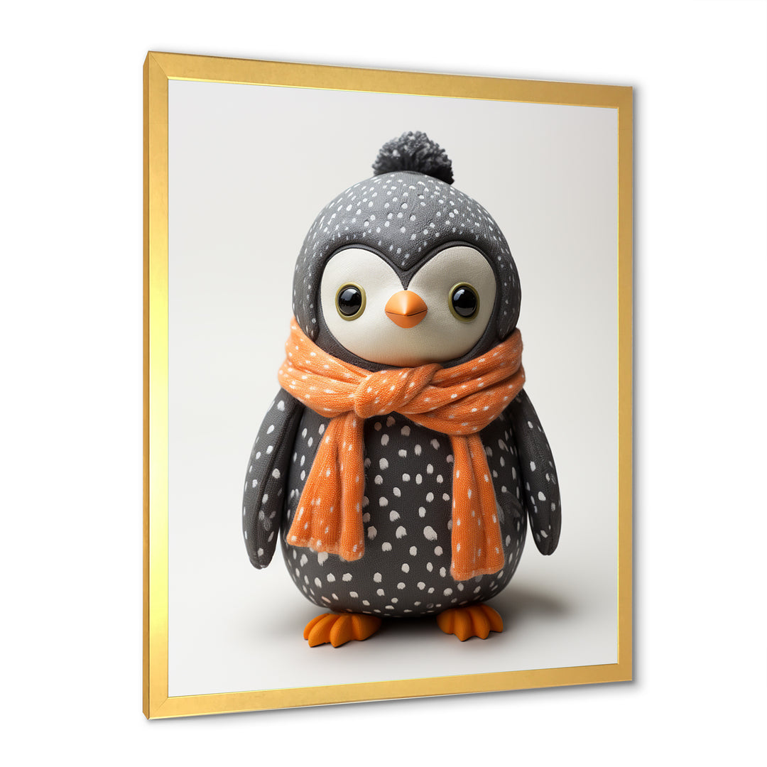 Playful Penguin Toy - Penguin Framed Canvas Art