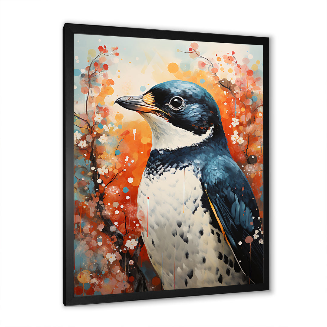 Curious Flower Penguin Scenery - Penguin Large Canvas Wall Art