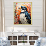 Curious Flower Penguin Scenery - Penguin Large Canvas Wall Art