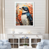 Curious Flower Penguin Scenery - Penguin Large Canvas Wall Art