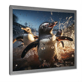 Playful Water Penguin Waltz - Penguin Bedroom Wall Art