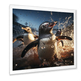 Playful Water Penguin Waltz - Penguin Bedroom Wall Art