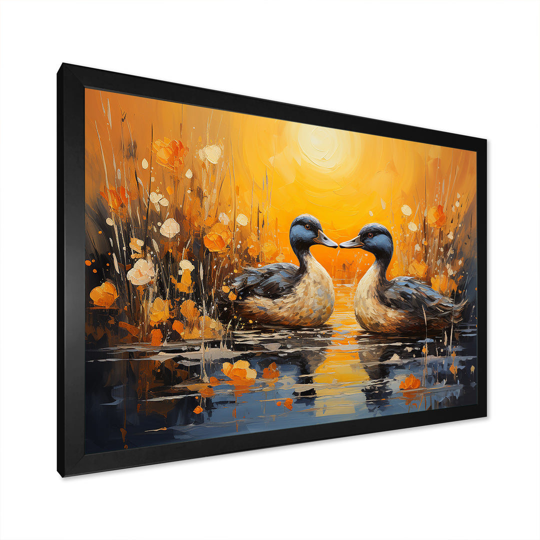 Playful Pond Ducks - Duck Canvas Wall Art
