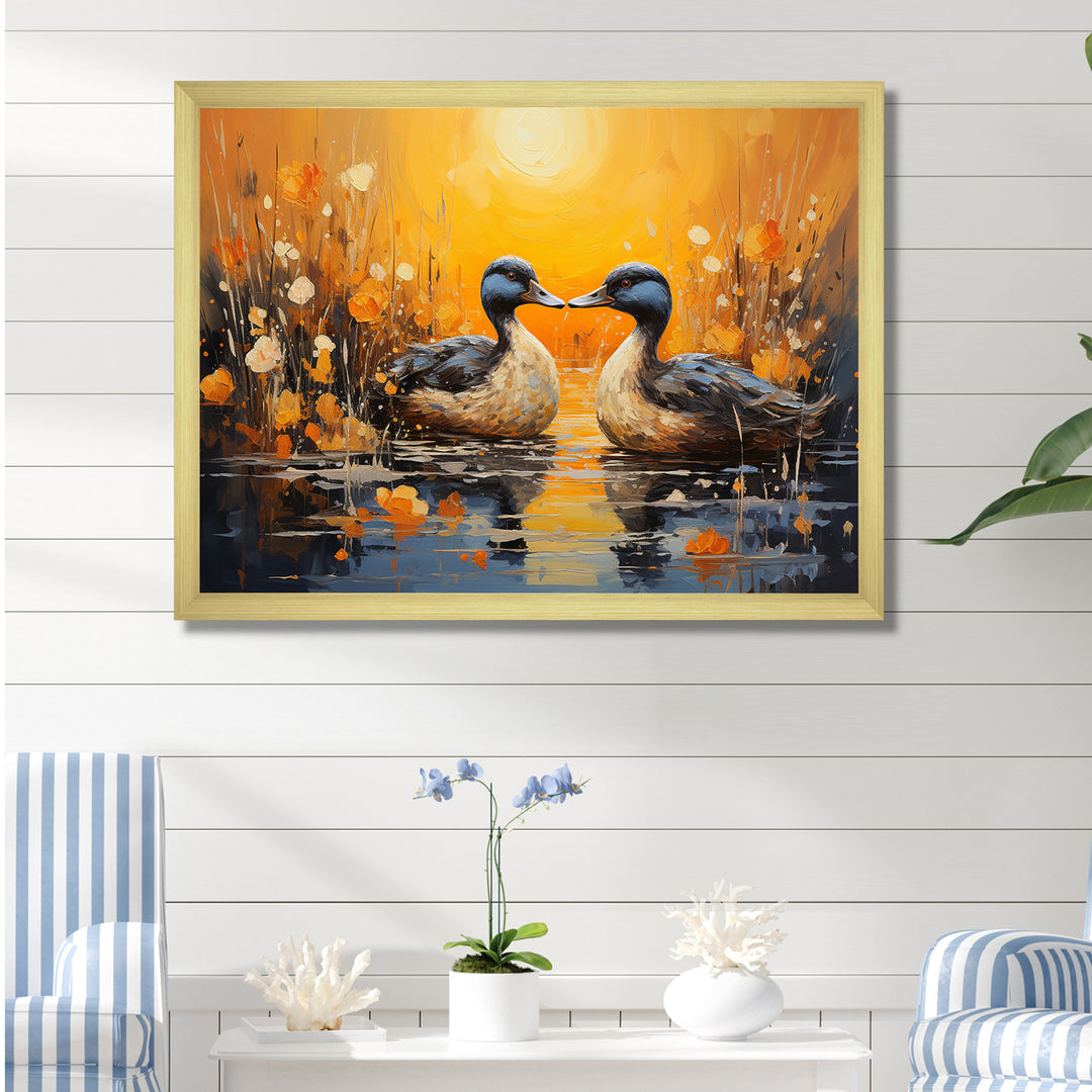 Playful Pond Ducks - Duck Canvas Wall Art