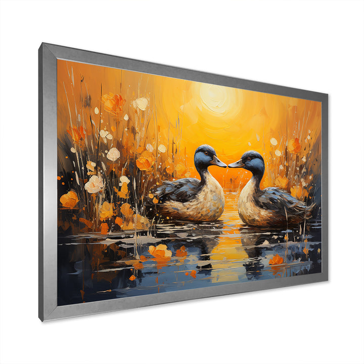 Playful Pond Ducks - Duck Canvas Wall Art