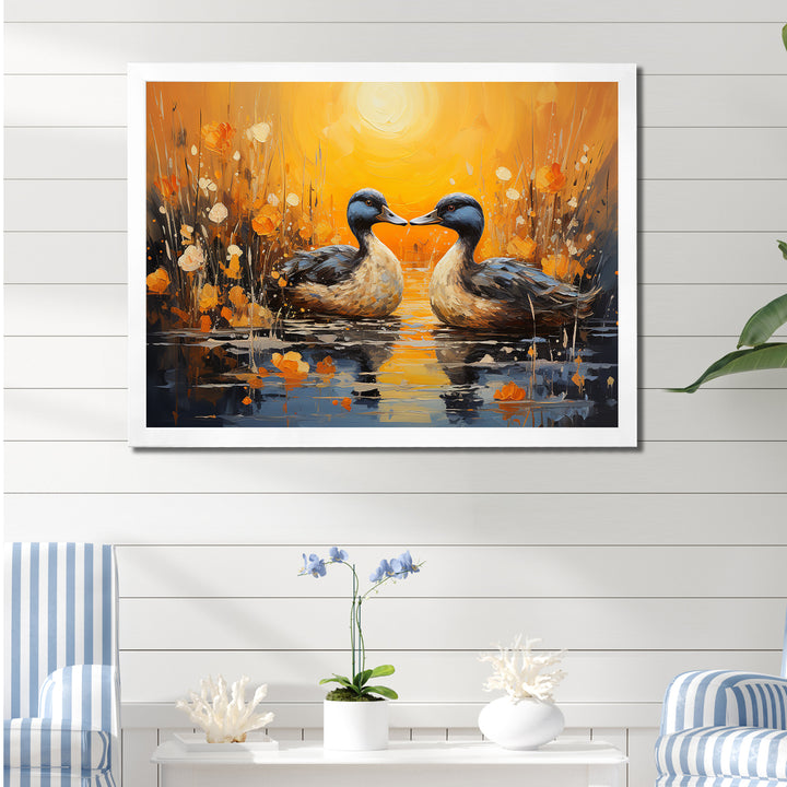 Playful Pond Ducks - Duck Canvas Wall Art