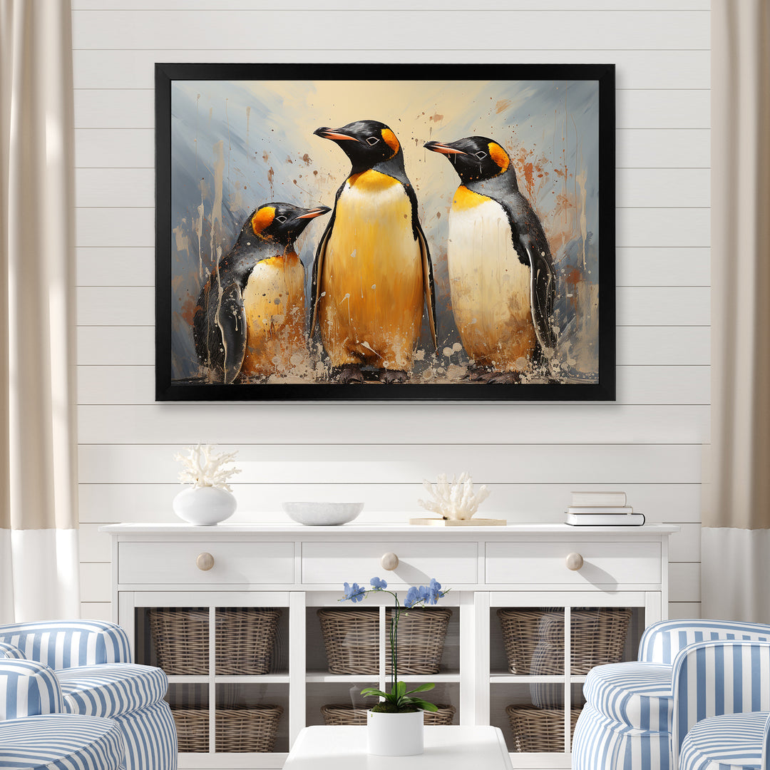Playful Snow Wonders Penguins - Penguin Canvas Wall Art